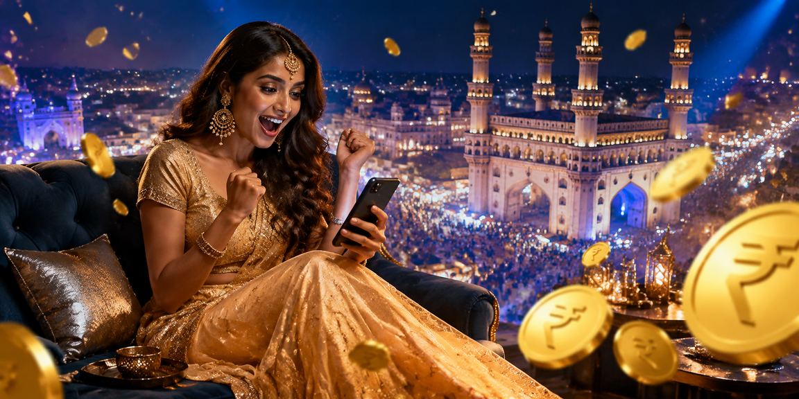 Casual mobile Andar Bahar play with bright dress in Hyderabad Charminar area